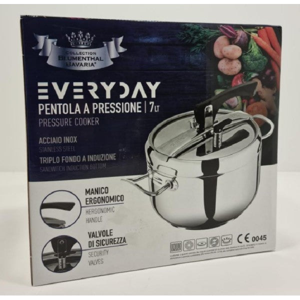 Pentola a pressione in acciaio inox 7 litri Everyday Pentola a pressione in acciaio inox 7 litri Everyday